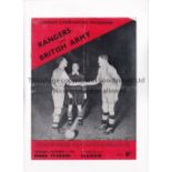 RANGERS V BRITISH ARMY 1954 Programme for the match at Ibrox 5/10/1954, slightly folded in four.