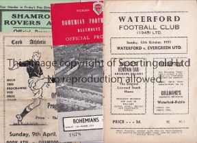 IRISH PROGRAMMES Four programmes: 14/9/41 Shamrock v Dundalk professional repair to corner tear, 9/