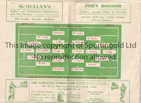 IRELAND V BRITISH ARMY 1950 Programme for the match in Belfast 13/9/1950. Good
