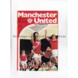MANCHESTER UNITED V NORWICH CITY 1978 POSTPONED Programme for the League match at United scheduled