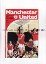 MANCHESTER UNITED V NORWICH CITY 1978 POSTPONED Programme for the League match at United scheduled