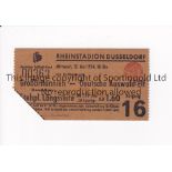 GERMAN XI V BRITISH ARMY 1954 Ticket for the match in Dusseldorf 12/5/1954. Good