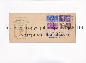 OLYMPICS 1948 First day cover including 4 Olympics postage stamps. Good