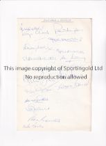 ENGLAND 1967 AUTOGRAPHS Menu for a hotel luncheon 5/12/1967 the day before England played at home