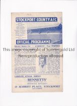 STOCKPORT COUNTY V ACCRINGTON STANLEY 1945 Programme for the Division 3 North match at Stockport