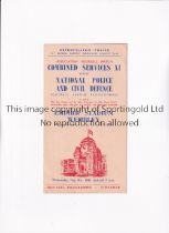 COMBINED SERVICES XI V NATIONAL POLICE AND CIVIL DEFENCE 1945 Gatefold programme for the match at