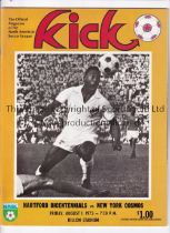 PELE / HARTFORD BICENTENNIALS V NEW YORK COSMOS 1975 Programme for the match in the Dillon