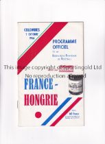 FRANCE V HUNGARY 1956 Programme for the match at Colombes, Paris 7/10/1956 which saw the last time