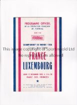 FRANCE V LUXEMBOURG 1953 Programme for the World Cup Qualifier 17/12/1953 at the Parc Des Princes,