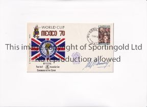 ALF RAMSEY AUTOGRAPH / 1970 WORLD CUP Mexican First Day Cover for England v Brazil 7/6/1970 un