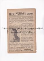CARDIFF CITY V PORT VALE 1921 Programme for the League match at Cardiff 26/3/1921, ex-binder lacking