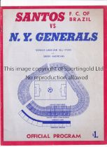 PELE / NEW YORK GENERALS V SANTOS 1968 Programme for the match in the Yankees Stadium, New York 12/