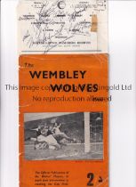 WOLVES 1960 AUTOGRAPHS Booklet, The Wembley Wolves 1960, signed on the team group page by 15 players
