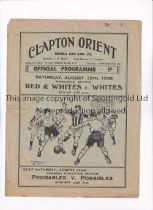 CLAPTON ORIENT Programme for the Practice Match, Reds & Whites v Whites 15/8/1936, folded in four,