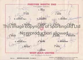 1964 FA CUP FINAL / WEST HAM UNITED V PRESTON NORTH END / AUTOGRAPHS Programme signed by all 22