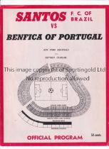 PELE / BENFICA V SANTOS 1968 Programme for the match in the Yankees Stadium, New York 1/9/1968.