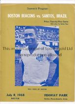 PELE / BOSTON BEACONS V SANTOS 1968 Programme for the match in the Redsox Stadium, Boston 8/7/