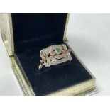 An Edwardian 14ct gold dress ring set with a displ