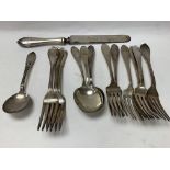 A collection of sterling silver cutlery, monogramm