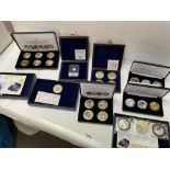 Collection of commemorative coins.