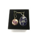 Two Michaela Frey lockets on chains with decorativ