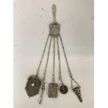 Hallmarked Silver chatelaine with 5 pieces