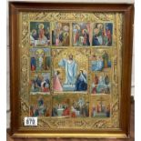 An Antique Russian Icon depicting the twelve feast