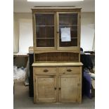 An old pine kitchen dress the top section with glazed doors above drawers and cupboards. 112cm