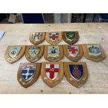 Eleven regimental an college shields