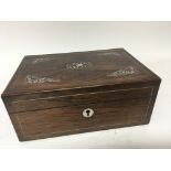 A Quality inlaid Rosewood workbox with a well fitt