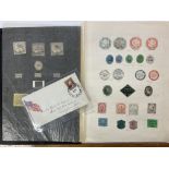 A collection of American postage stamps.