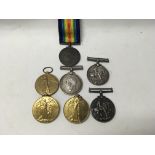 A small collection of WW1 issue medals