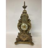 Victorian classical brass mantle clock, key includ