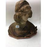 Art nouveau pottery bust. Approx 36cm in height.