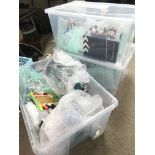 Three boxes of collectible official Disney memorabilia consisting of bobble heads, photo frames,