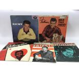 Five rock n roll LPs by various artists including