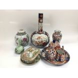 A collection of Japanese Imari bottle vases and ot