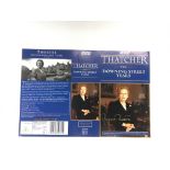 A Margaret Thatcher autograph on a 'Thatcher The Downing Street Years' video sleeve cover.