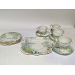 A decorative Royal Grafton China tea set four cups and saucers and a box containing other tea sets