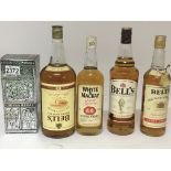 Five bottles of scotch Whisky a twelve year chivas Regal Bells and a bottle of Whyte & Mackay (5)