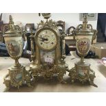 A Victorian style clock garniture of classical design.