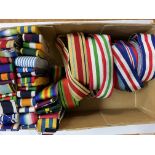 A large collection of military ribbons.