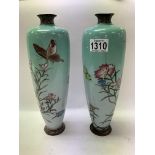 A pair of Japanese cloisonnÃ© Vases with floral de