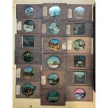 A collection of hand painted magic lantern sides d