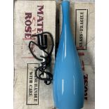 4 vintage blue drop glass shades.