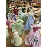 A collection of Doulton and Coalport figures various.