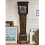 Oak long case clock with barley twist supports dat