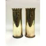 Two trench art shell case vases.