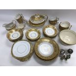China plate, incomplete set and small figurines