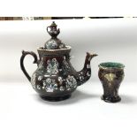 Bargeware teapot with needs of restoration + Wedgewood vase